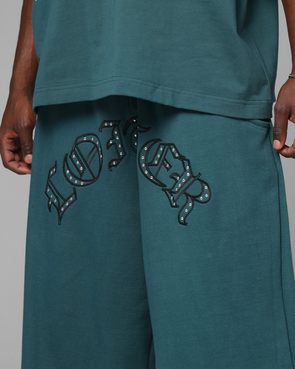 Loiter Destruct Sweat Shorts Teal