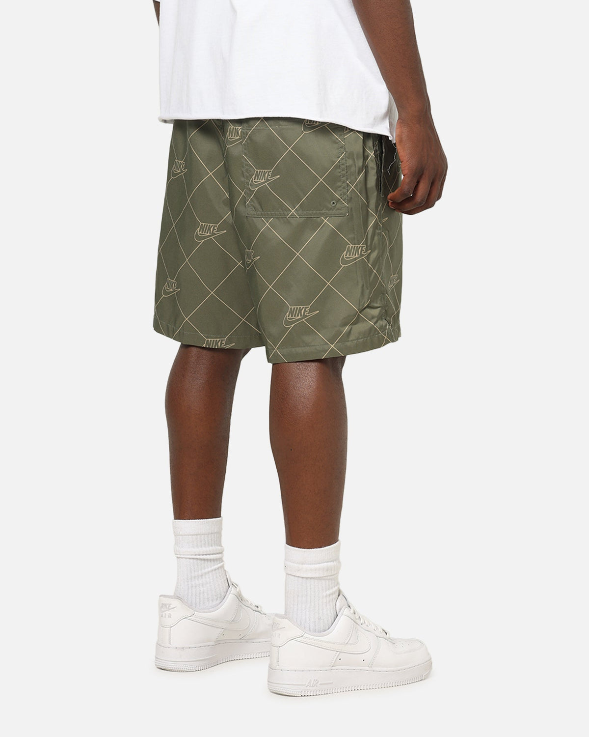 Nike Sportswear Club Woven Flow Shorts Medium Olive/White