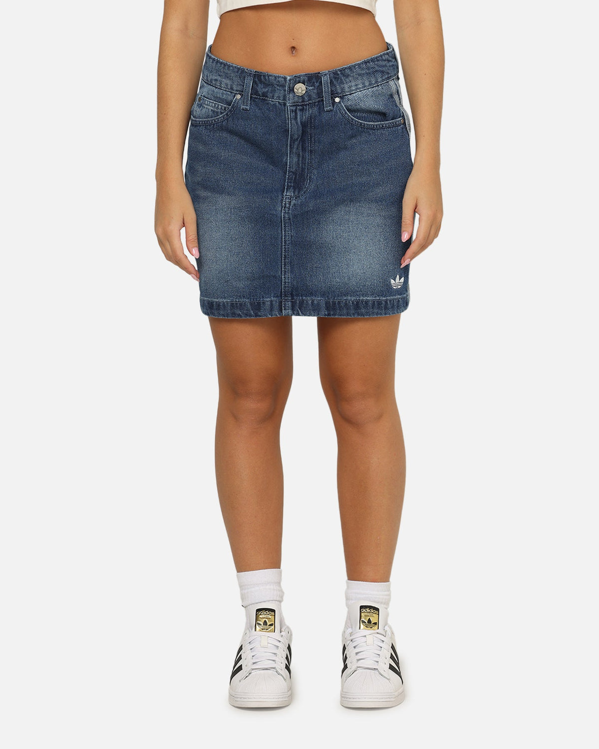 Adidas Women's Denim Mini Skirt Indigo Denim