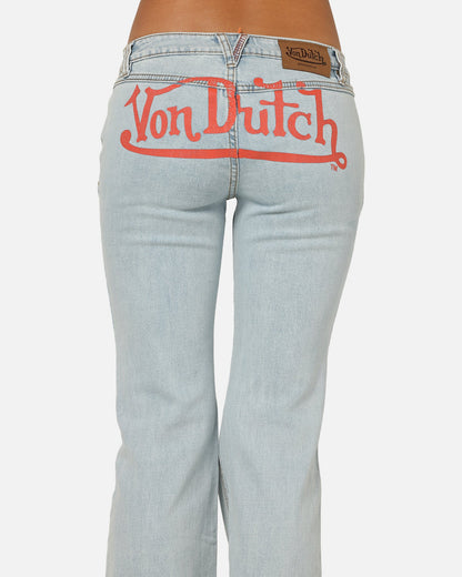 Von Dutch Women's Flare Denim Jeans Light Blue Denim