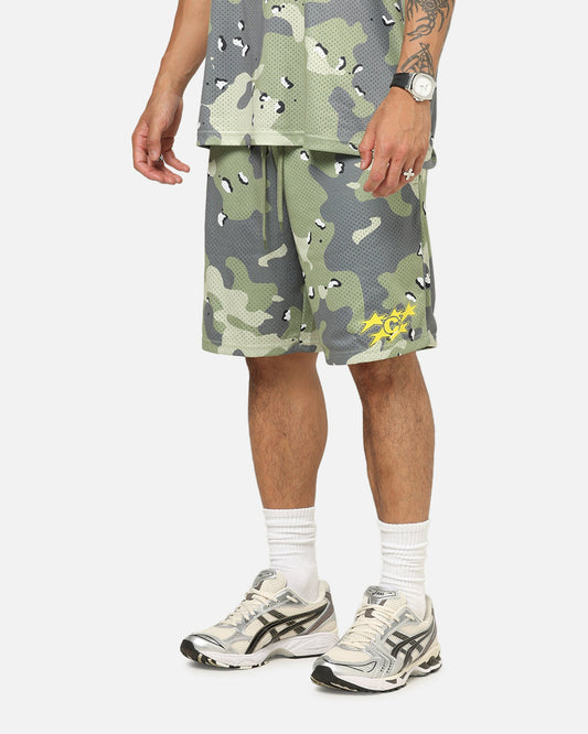 Carre Sideline Basketball Shorts Green Camo