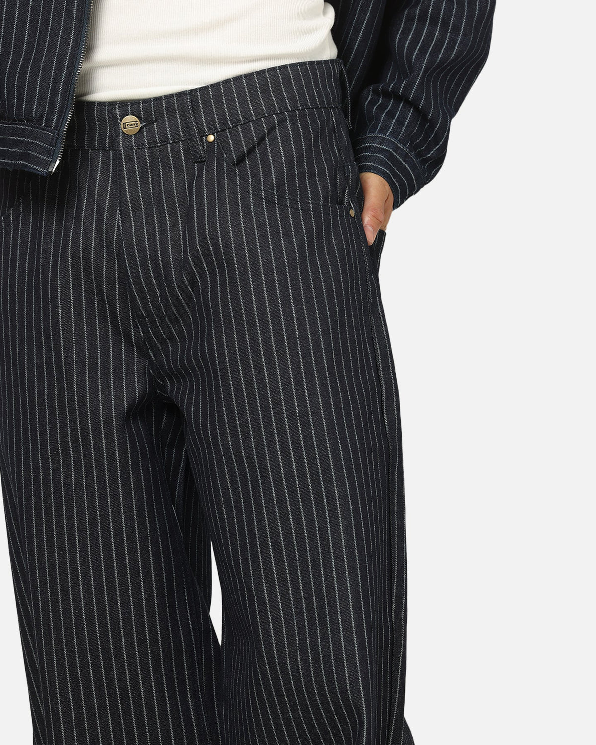 Carre Lockout Pinstripe Baggy Pants Navy Pinstripe