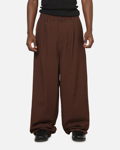 Carre Heritage Pleated Pants Brown Pinstripe