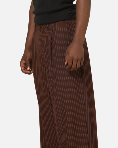 Carre Heritage Pleated Pants Brown Pinstripe