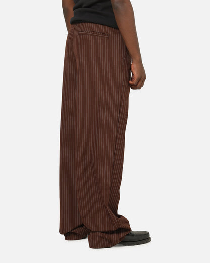 Carre Heritage Pleated Pants Brown Pinstripe