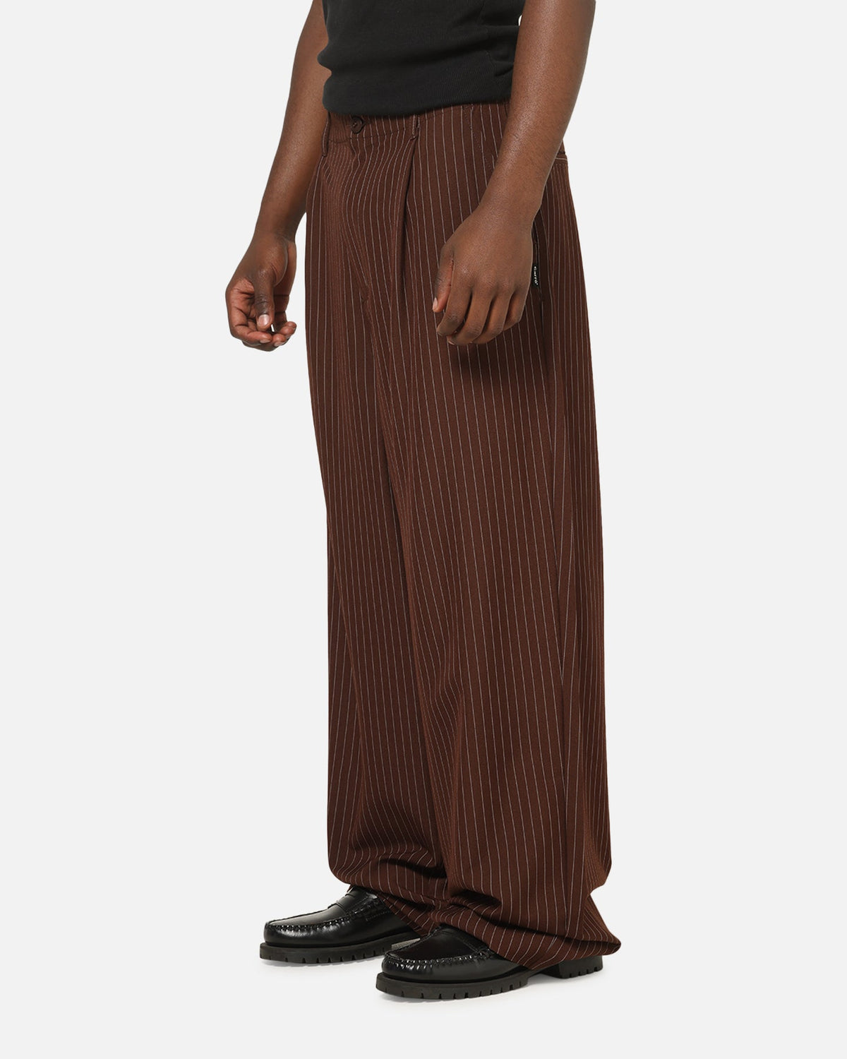 Carre Heritage Pleated Pants Brown Pinstripe