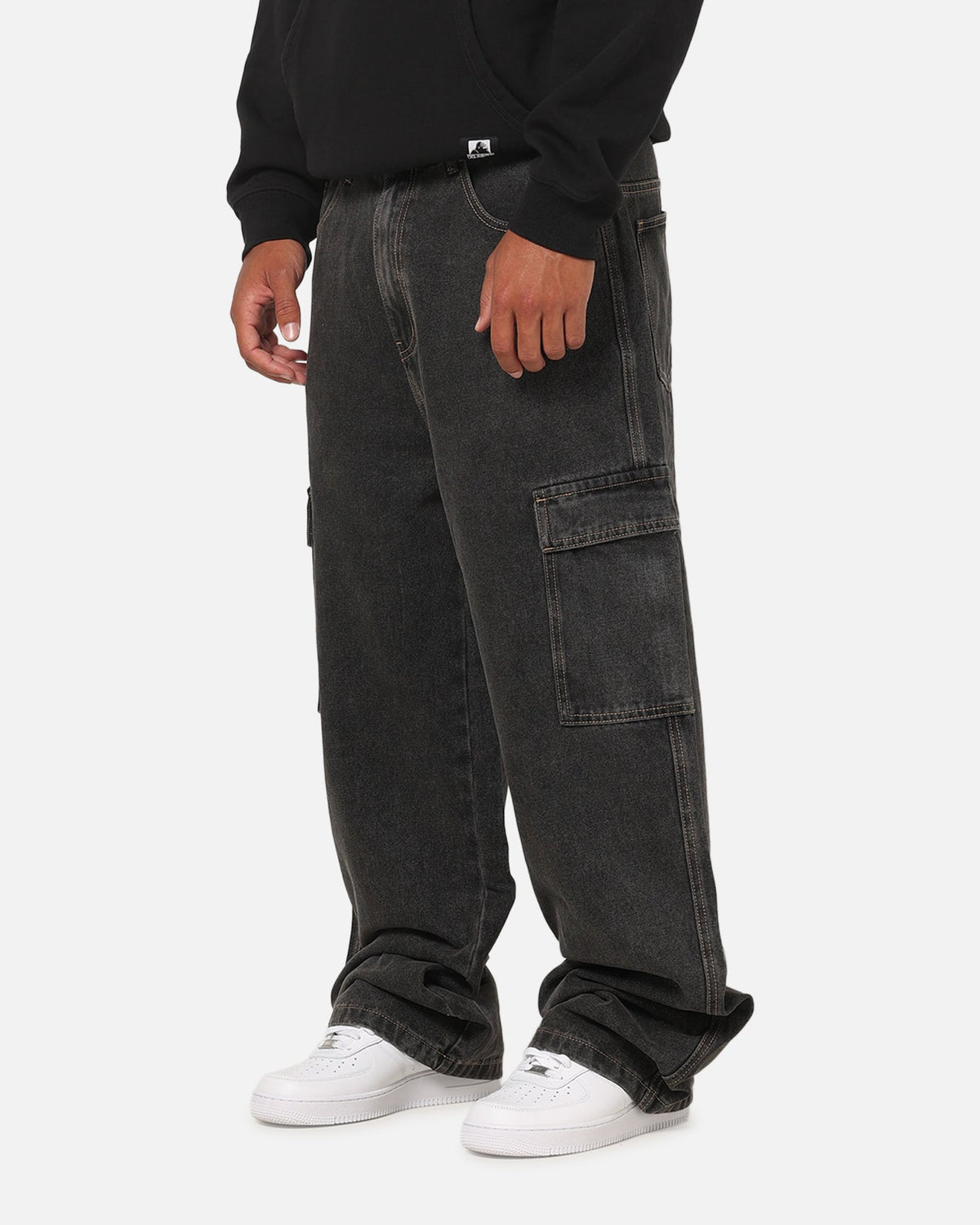 X-Large Baggy Cargo Bull Denim 91 Pants Black