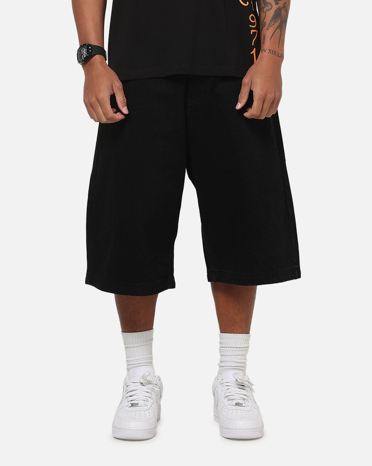 Ed Hardy Dragon Rhinestone Jorts Black