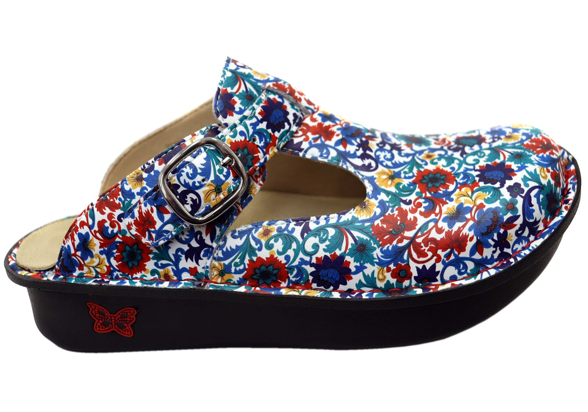 Alegria Classic Womens Leather Clogs Open Back Shoes Primary Party