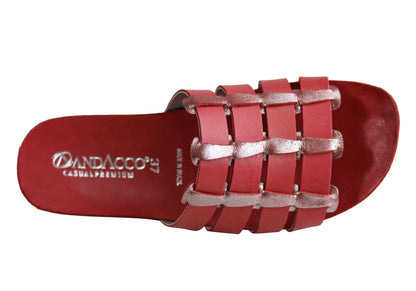 Andacco Sorrento Womens Comfort Leather Slide Sandals Made In Brazil